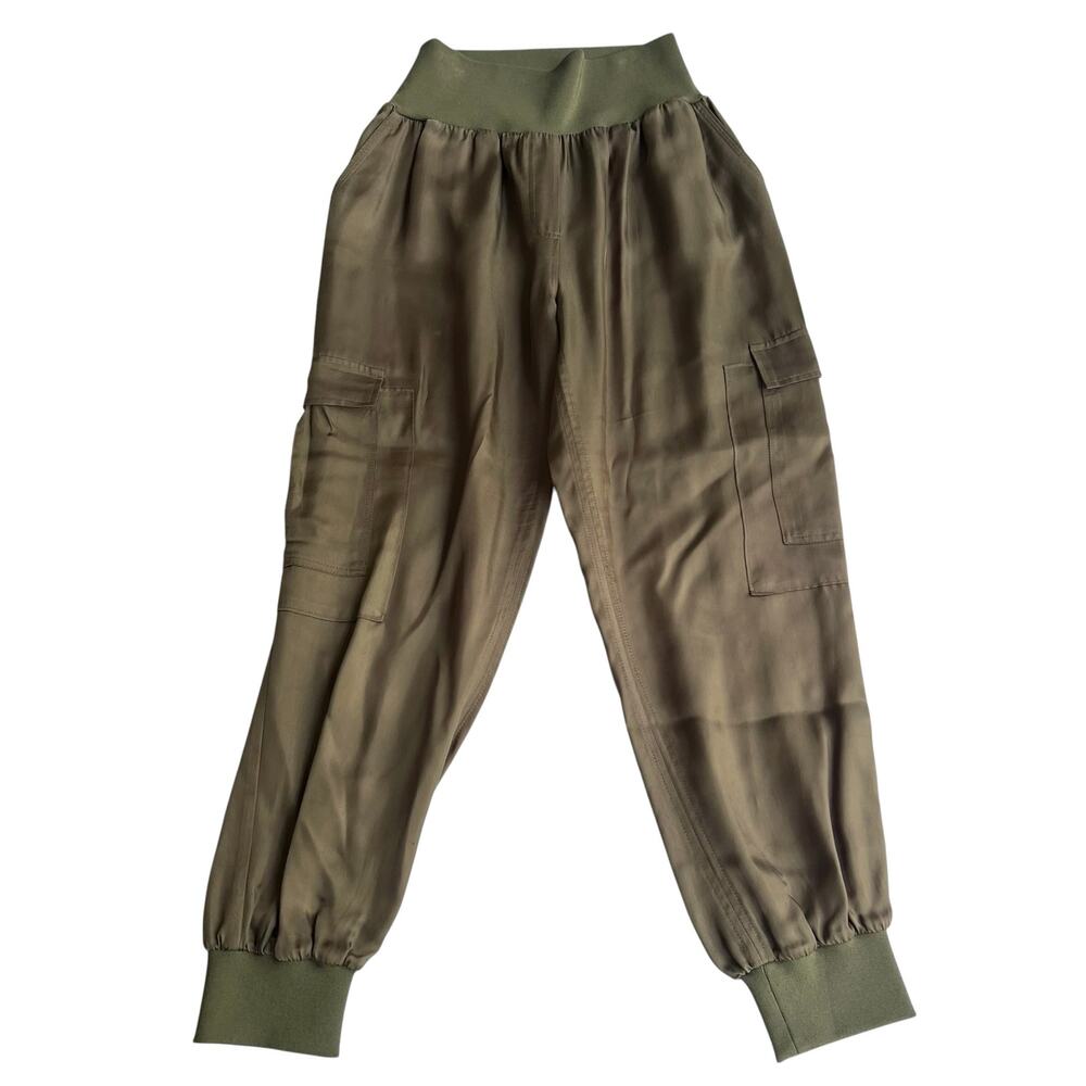 Cinq à Sept Giles Olive Cupro Cargo Jogger Pants Quiet Luxury M - Picture 4 of 10